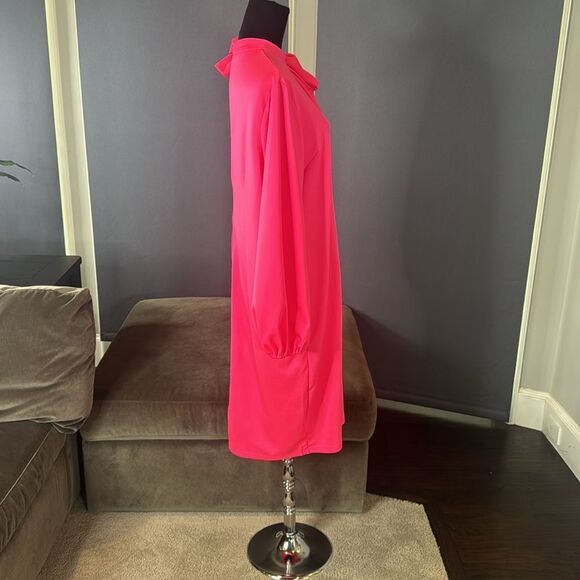 Women’s Pink Long Sleeve Midi Pencil Dress with Bow Detail Size 2XL NEW - Picture 3 of 12